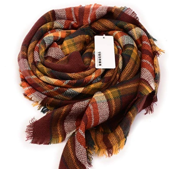 2 LEFT! Fall Colors Autumn Plaid Blanket Scarf - Picture 7 of 7